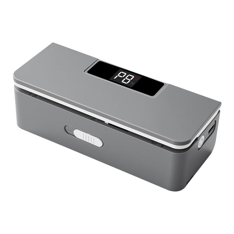 GoodFound Rechargeable Mini Bag Sealer in grey, digital display showing heat level 8