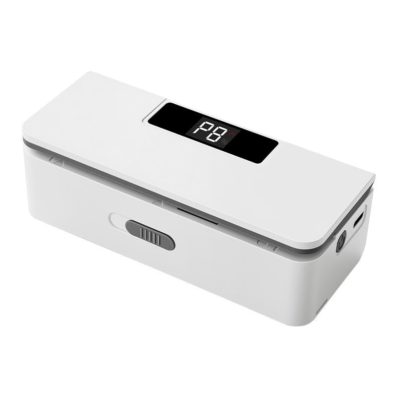 GoodFound Rechargeable Mini Bag Sealer in white, digital display showing heat level 8